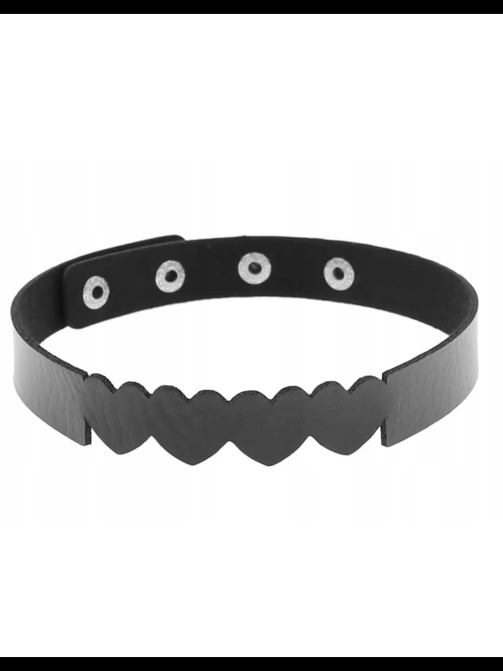 Source Unknown Black Heart Cutout Leather Choker Necklace